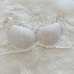 Enchanted Ivory Floral Lace Push Up Underwire Bra 38C Style 256 Cream‎